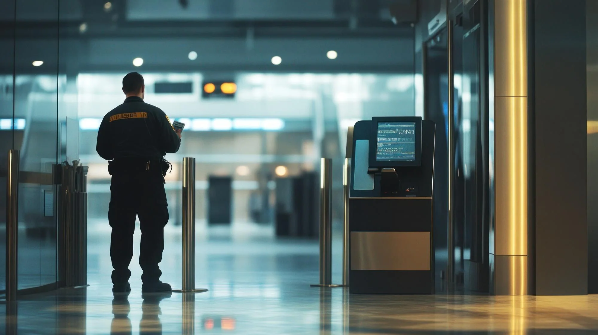 Säkerhetskontroll i en flygplatsterminal som illustration till Arlandas terminalombyggnad