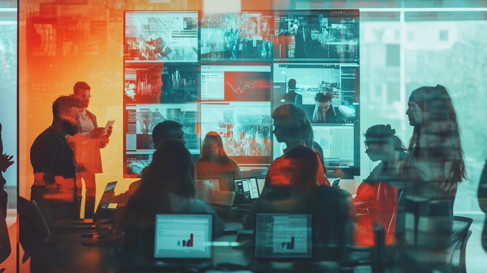 Team samarbetar i ett generativt AI-projekt för marknadsföring, kommunikation och digital produktion