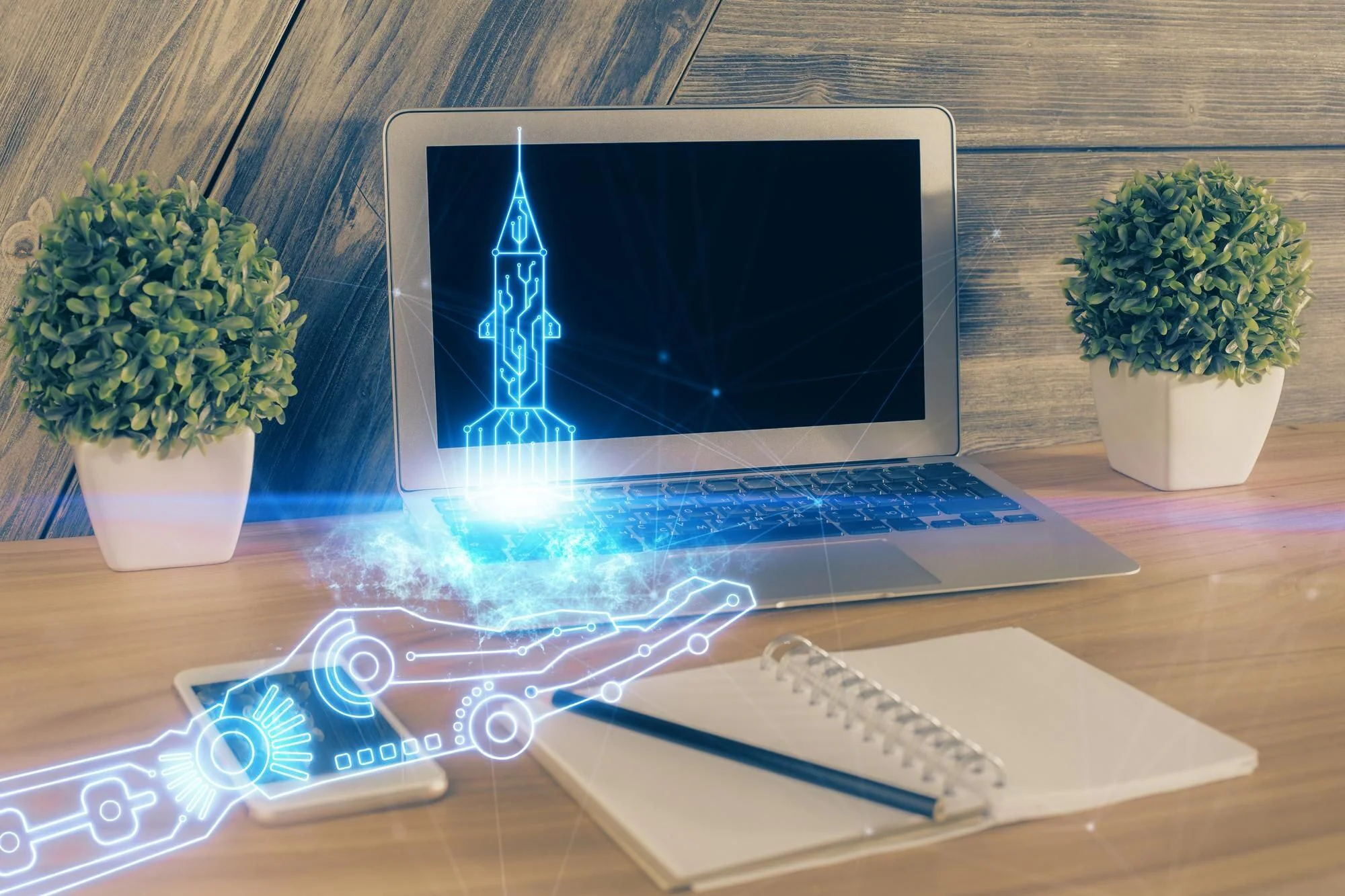 Illustration av digital startup och teknik, till artikel om Stilla och Meta